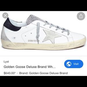 distressed golden goose deluxe with glitter tongue